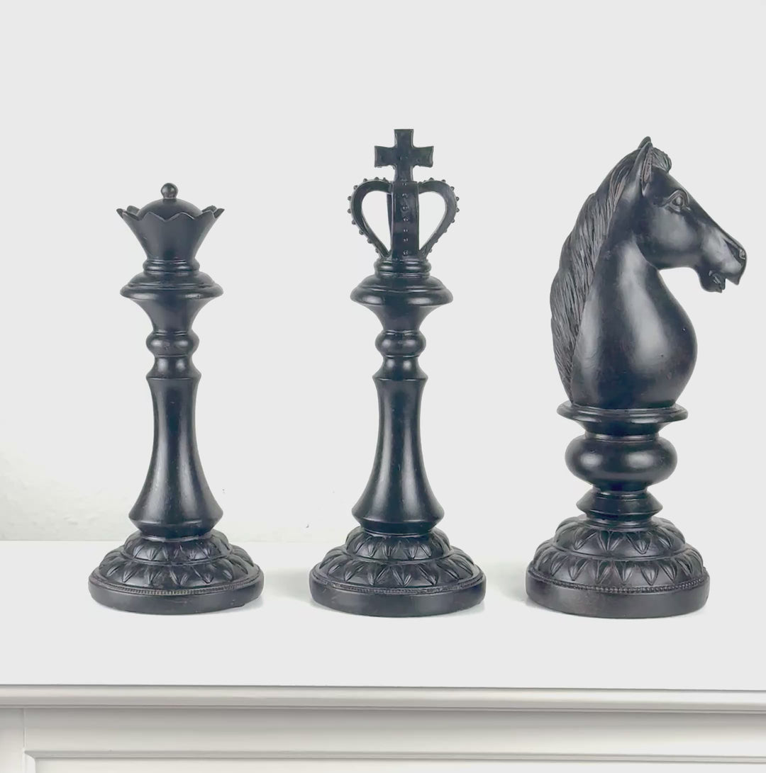 Estatuas de ajedrez (piezas de ajedrez de resina - juego de 3)