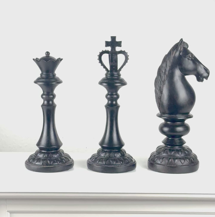 Estatuas de ajedrez (piezas de ajedrez de resina - juego de 3)